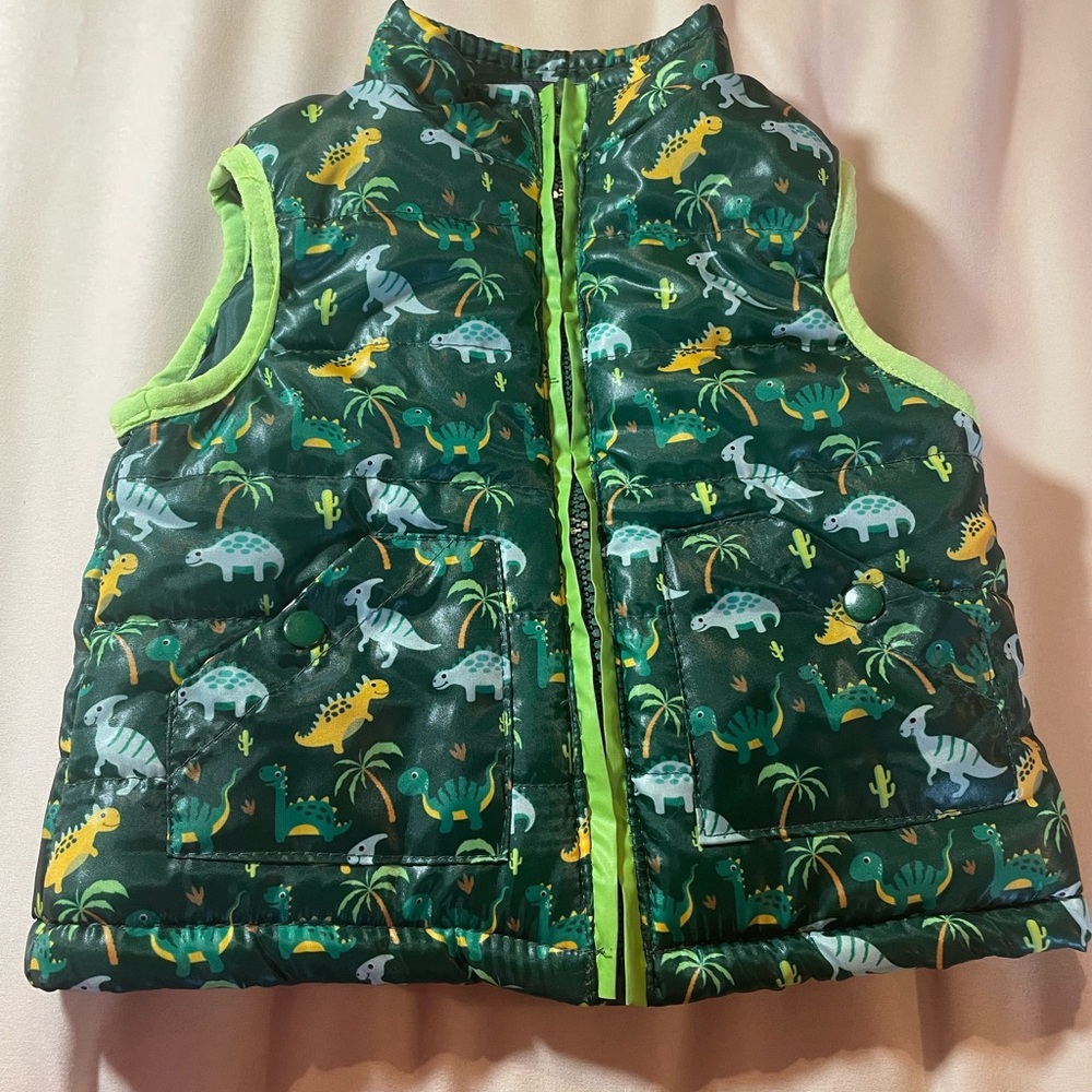 Little Rebels Boys’ Dinosaur Print Puffer Vest with‎ Pockets, Size 3-6 months